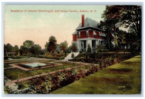 1913 Residence Of MacDougall Italian Garden Auburn New York NY Posted Postcard