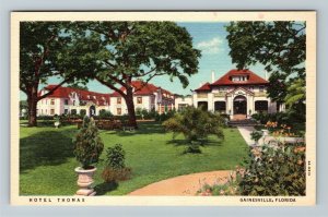 Gainesville, FL-Florida, Hotel Thomas, Advertising, Vintage Linen Postcard