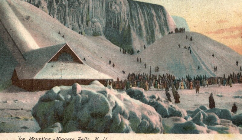 Vintage Postcard 1910's Ice Mounting Niagara Falls NY New York