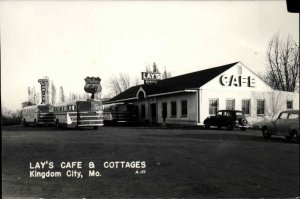 Kingdom City Missouri MO Lay's Caf� and Cottages Bus Real Photo Vintage Postcard