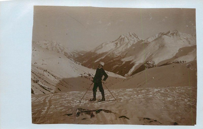 Austria Alpine mountaineers ski winter sports photo postcard