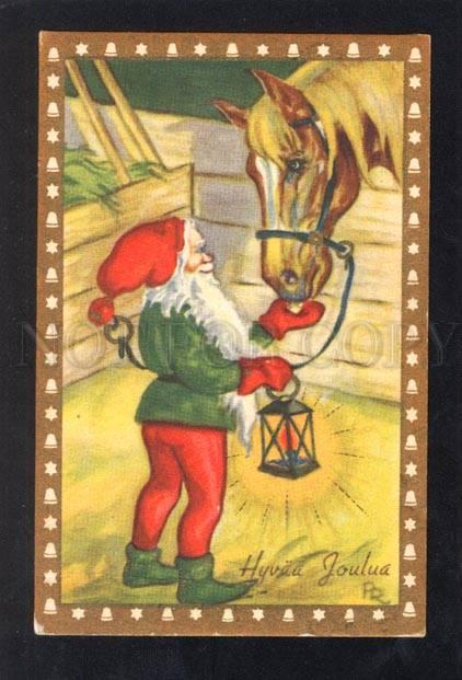 032764 SANTA. Red-Green GNOME & HORSE. By PR old PC