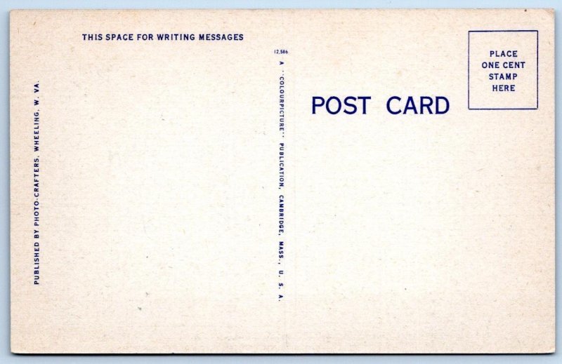 WHEELING WEST VIRGINIA WV OGLEBAY PARK SWIMMING POOL VINTAGE LINEN POSTCARD