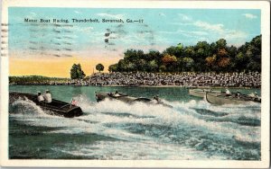 Motor Boat Racing, Thunderbolt, Savannah GA c1929 Vintage Postcard T30