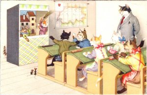 Mainzer DRESSED CATS #4725 CLASSROOM SHOW  Max Kunzli  ANTHROPOMORPHIC  Postcard