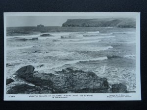 Cornwall POLZEATH Pentire Point ATLANTIC ROLLERS Old RP Postcard by G.W.F.Ellis