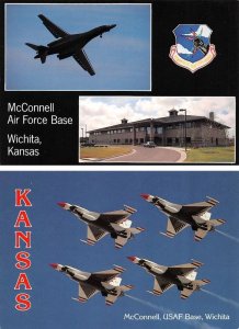 2~4X6 Postcards Wichita, KS Kansas McCONNELL AIR FORCE BASE & F-16 THUNDERBIRDS