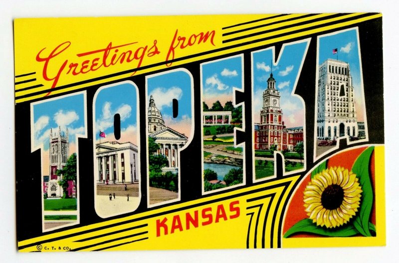 Postcard Greetings from TOPEKA Kansas LARGE Letter Standard View Card 