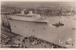 MS Kungsholm Swedish American Line at Goteberg Real Photo Old Postcard