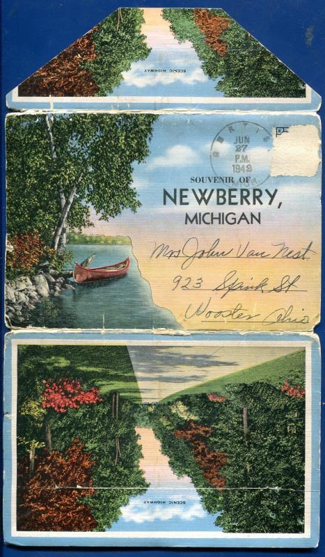 Newberry Michigan 1940s Postcard Folder