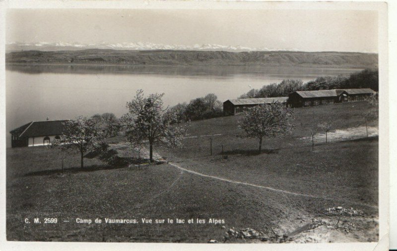 Switzerland Postcard - Camp De Vaumarcus, Vue Sur Le Lac Et Les Alpes Ref TZ7623