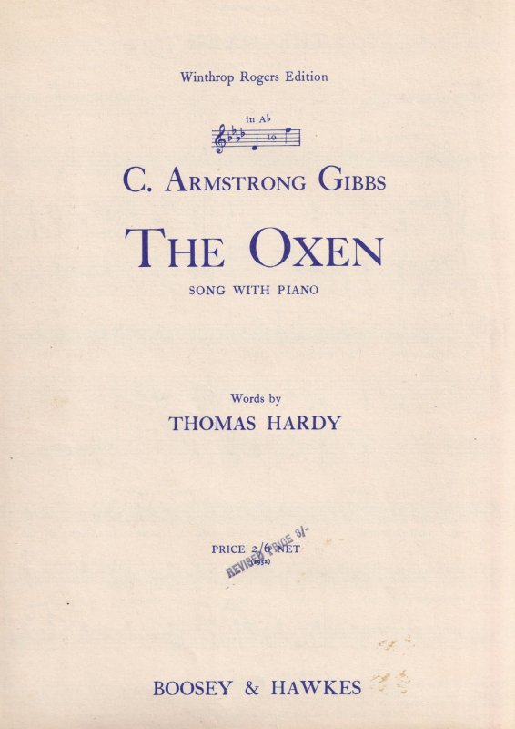 The Oxen C Armstrong Gibbs Thomas Hardy Poem Rare Olde Sheet Music