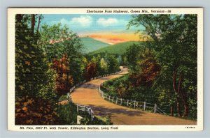 Green Mountains VT-Vermont Mount Pico Tower Scenic Sherburne Pass Linen Postcard