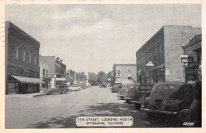 Wyoming Illinois 7th Street Looking North Vintage Postcard AA37626