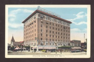 MICHIGAN CITY INDIANA THE SPAULDING HOTEL DOWNTOWN VINTAGE POSTCARD