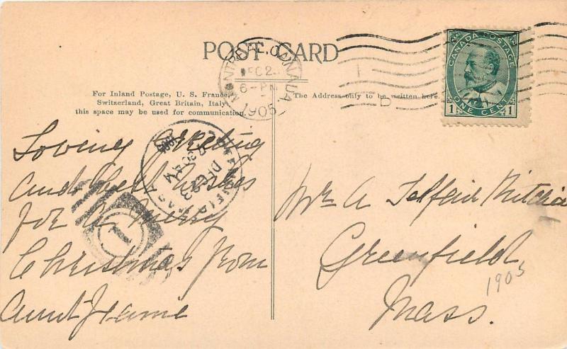 1905 Postmark On Canada Sport Series Postcard. Tobaggan track On Mount Royal