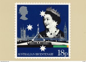 Australian Bicentenary Stamp postcard 18p