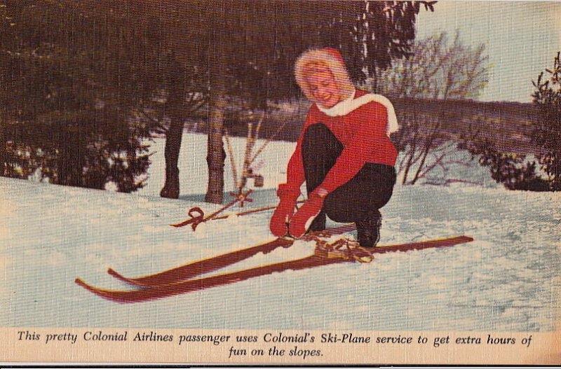 Postcard Skiing Colonial Airlines Skycruisers Link Canada