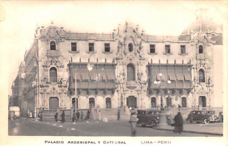 Palacio Arzobispal y Catedral Lima Postal Used Unknown, Missing Stamp 