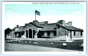 CARROLL, Iowa IA ~ Swimming Pool AMERICAN LEGION BATH HOUSE c1930s Postcard