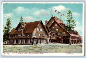 1917 Old Faithful Inn Yellowstone Park Wyoming WY Haynes Photo Antique Postcard