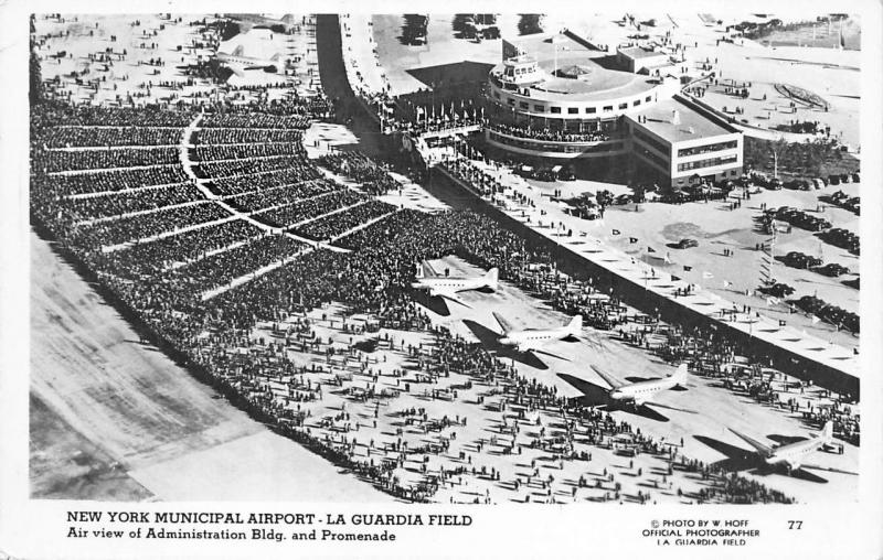 New York NY LaGuardia Airport Air View Promenade Building Air Planes RPPC