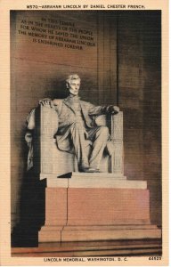 VINTAGE POSTCARD ABRAHAM LINCOLN STATUE BY DANIEL CHESTER FRENCH
