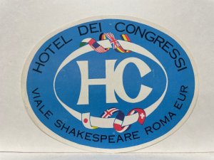Hotel Dei Congressi Luggage Label Rome Italy Vintage Flags Travel Decal