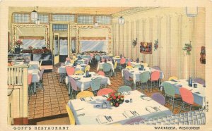 Postcard Wisconsin Waukesha Goff's Restaurant interior occupation Teich 23-9582