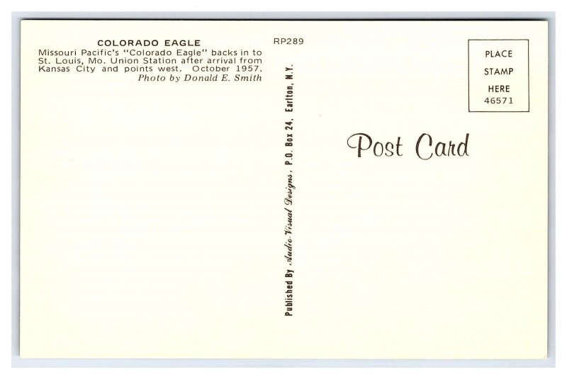 Missouri Pacific The Colorado Eagle St. Louis MO Station Postcard Railroad Train