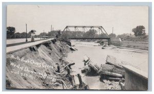 1912 Denver Flood Cherry Creek North Bank West of Downing Bridge RPPC Postcard