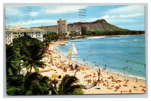 Vintage 1968 Postcard Aerial View Waikiki Beach & Hotels Waikiki Hawaii