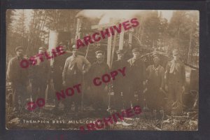 Minnesota RPPC c1910 STEAM ENGINE Tractor LOGGING CREW lumberjacks THOMPSON CREW