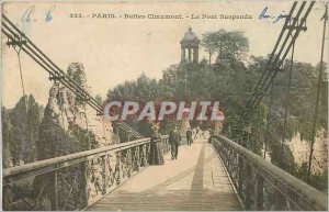 Old Postcard Paris Buttes Chaumont The Suspension Bridge