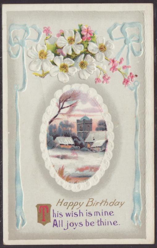 Happy Birthday,Flowers,Scene Postcard