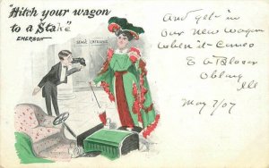 C-1905 Early Auto Fashion Woman Comic Humor undivided Postcard 22-6601