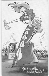 In a Hustle COWGIRL Pioneer Days Rodeo Comic Risque 1950s Vintage Postcard