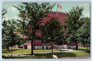 Bunker Hill Illinois Postcard Public School Exterior View Building 1910 Vintage