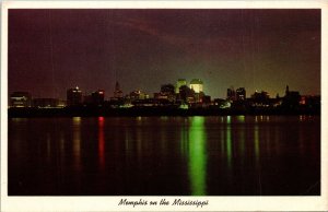 Memphis TN Mississippi River Skyline WB Postcard UNP VTG Curteich Unused Vintage 
