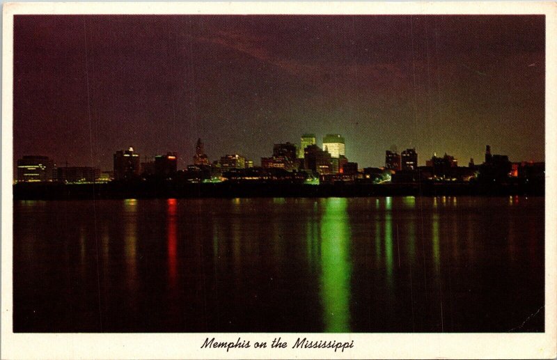 Memphis TN Mississippi River Skyline WB Postcard UNP VTG Curteich Unused Vintage