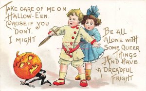 370291-Halloween, Leubrie & Elkus No 2262-8,HB Griggs,Boy Threatening JOL Goblin