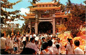 Vtg Singapore Haw Par Villa Gate Tiger Balm Garden Pasir Panjang Postcard