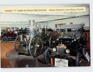 Postcard Model T Fort & Steam Fire-Engine, Edison Museum, Fort Myers, Florida