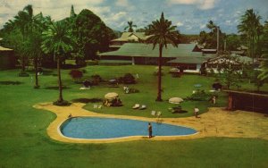 Vintage Postcard 1953 Kauai Inn Lihue Kauai View Showing Swimming Pool Tropical