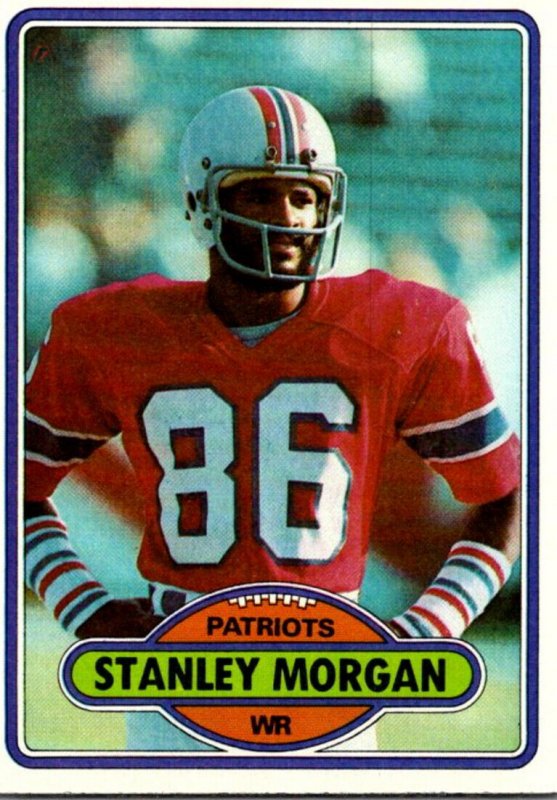 1980 Topps Football Card Stanley Morgan WR New England Patriots sun0360