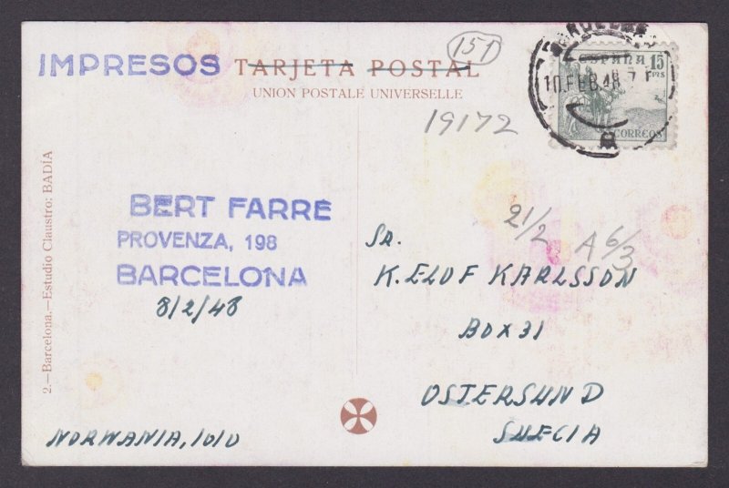 SPAIN, Vintge postcard, Barcelona, The Cathedral