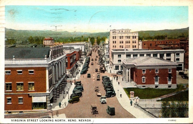 Nevada Reno Virginia Street Looking North 1928 Curteich