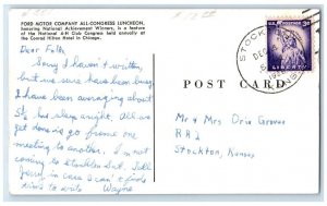 1958 Ford Motor Co. 4-H Conrad Hilton Hotel Chicago IL RPPC Photo Postcard