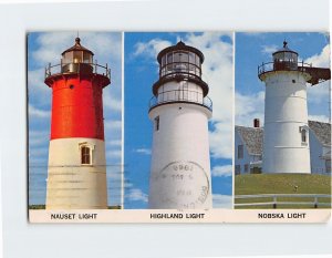 Postcard Old Lighthouses On Cape Cod, Massachusetts