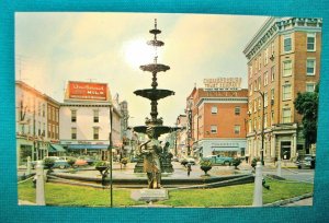 1950s Memorial Fountain Public Square Chambersburg PA Civil War Antique Postcard